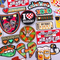 Carnival Kruikenstad Embleem Green and Orange Embroidered Patches for Clothing Iron on Patches on Clothes Tilburg Patch Badges