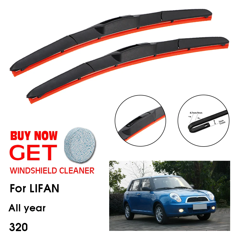 

Car Wiper Blade For LIFAN 320 18"+18" All Year Front Window Washer Windscreen Windshield Silica Gel Wiper Blades Accessorie