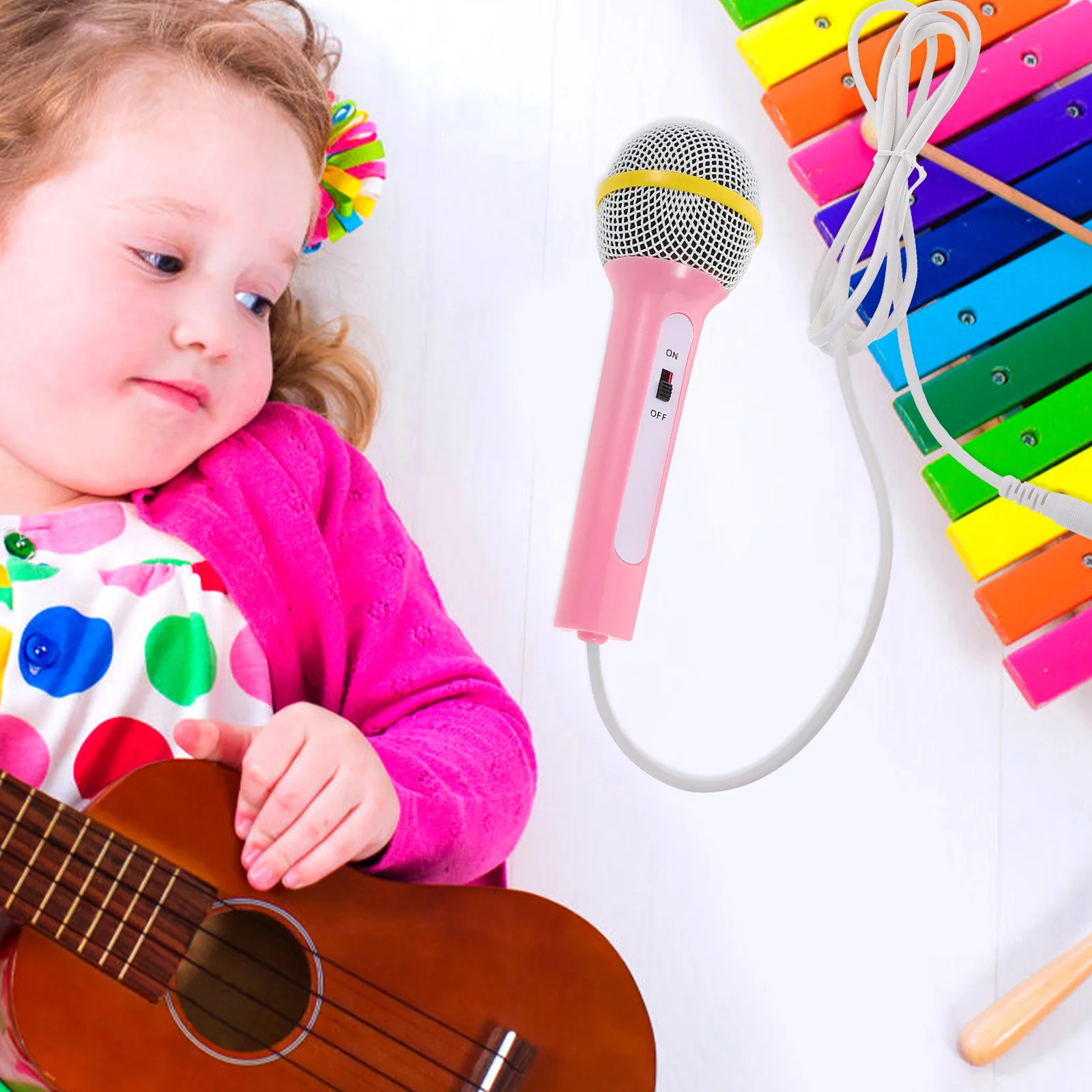 

Kids Microphone with 3.5mm Plug for Toddler Musical Activities - Lightweight Amplified Mic for Singing and