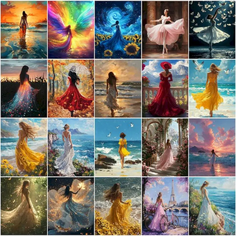 

GATYZTORY Painting By Numbers Oil Beautiful and elegant female silhouette For Beginner Watercolors Crafts Supplies Adults Gifts