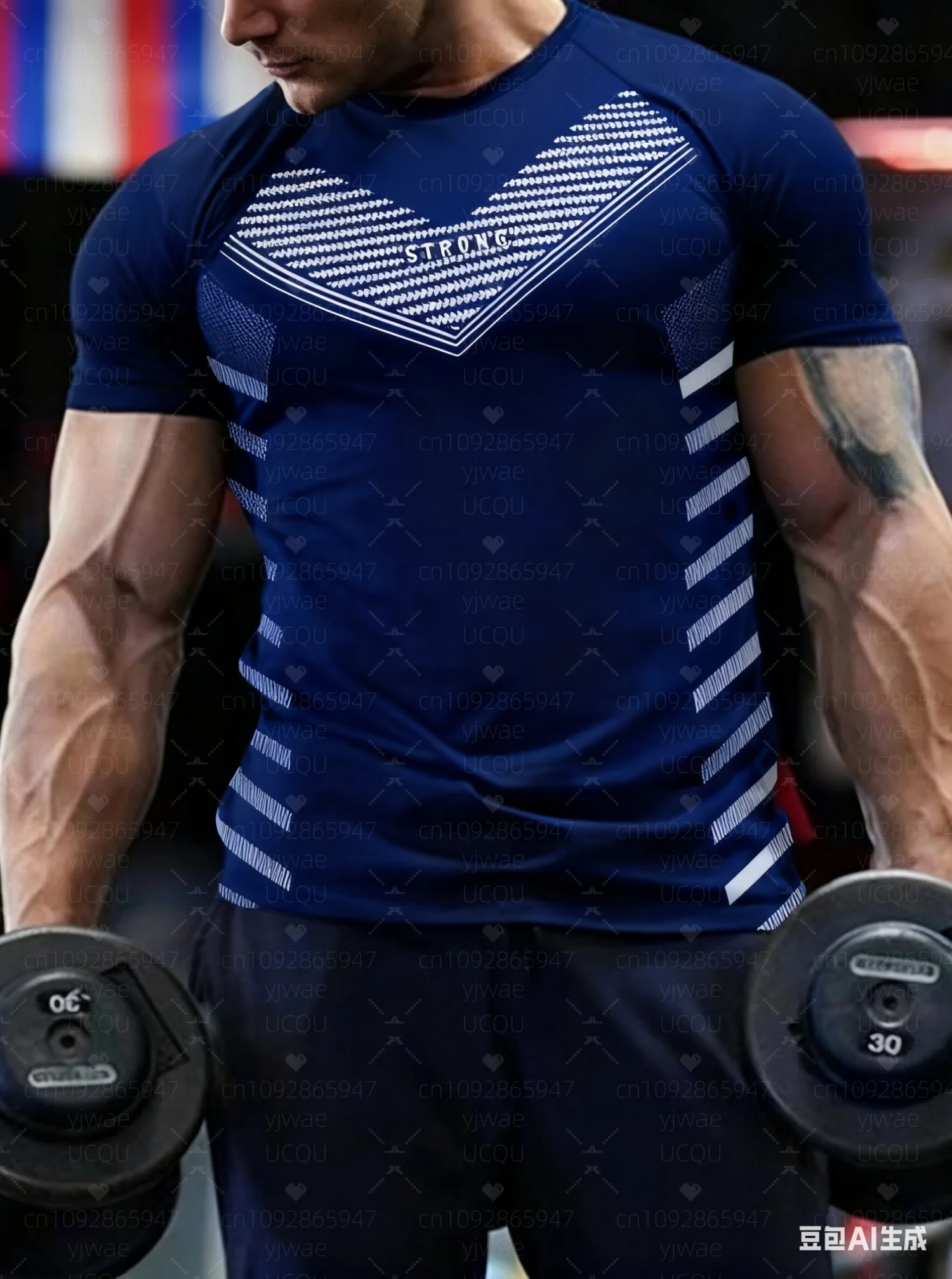 GYM  MAN STRONG Print Short Sleeve t-shirt adult Quick Drying Gym T Shirt Men's Sports Gym  T Shirt Muscle Training Tees For Men