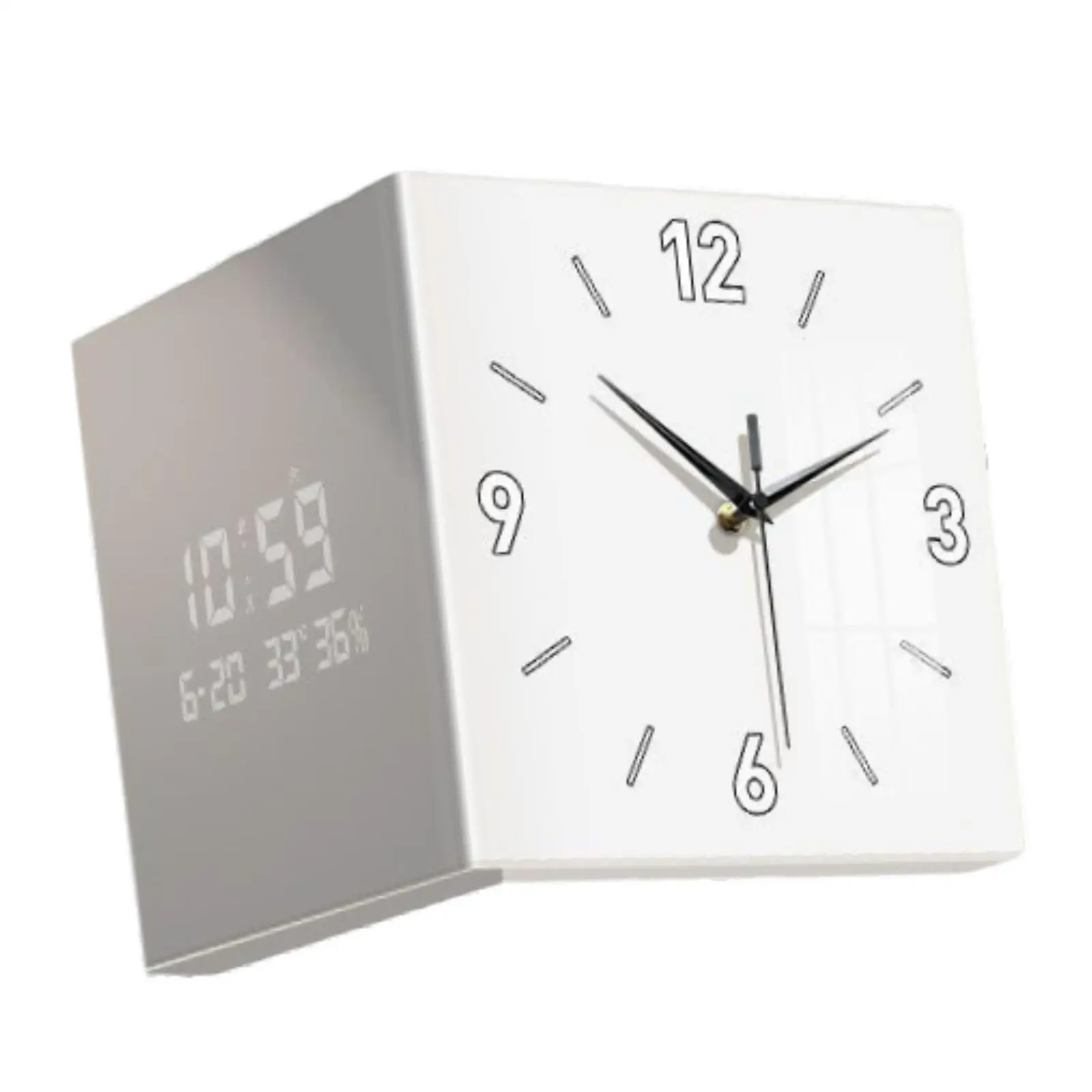 Modern Design Corner Wall Clock Dual Side Digital Analog Display Decorative Square Wall Clock for Home Office Classroom