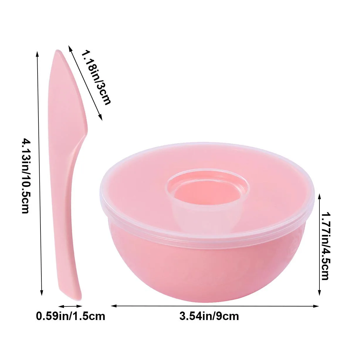 مجموعة غطاء وعاء قناع الوجه 3 في 1 من البلاستيك DIY أدوات مكياج محمولة للاستخدام المنزلي باللون الوردي #2
