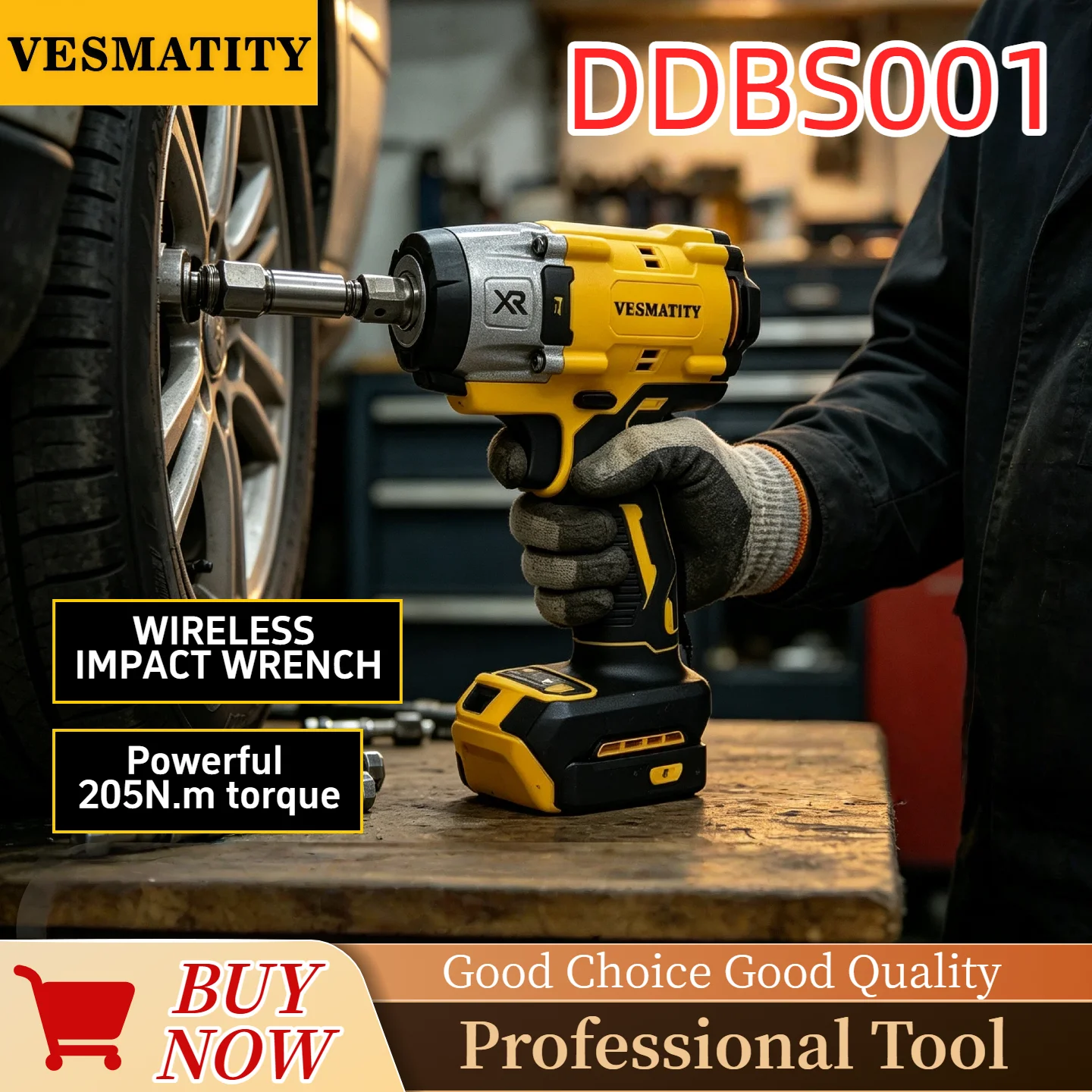 Vesmatity DDBS001 Impact Wrench 20V Cordless Brushless High Torque Compact Tool For Truck Repair Assembly For DeWALT Battery
