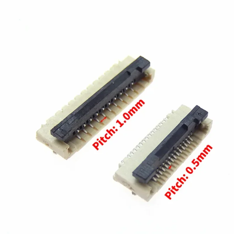 10pcs 0.5mm 1mm Pitch FPC FFC Under Clamshell Socket Flat Cable Connector 4P 5P 6P 8P 10P 12P 14P 16P 20P 22P 24P 30P 34P 40P 50