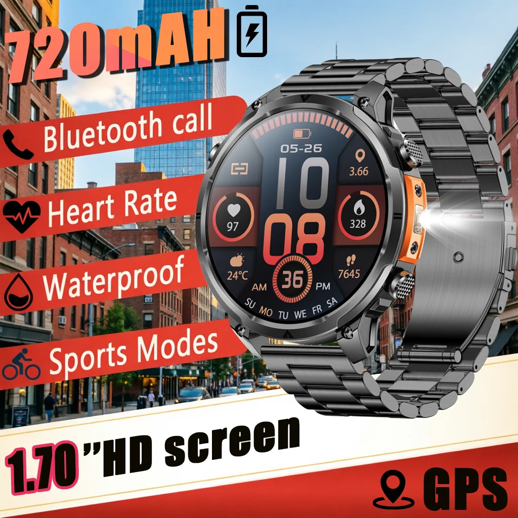 

Новые смарт-часы 2026 года: фитнес-трекер, LED-фонарик, 100+ спортивных режимов, GPS, водонепроницаемость, Bluetooth-звонки, мониторинг здоровья, аккумулятор 720 мАч