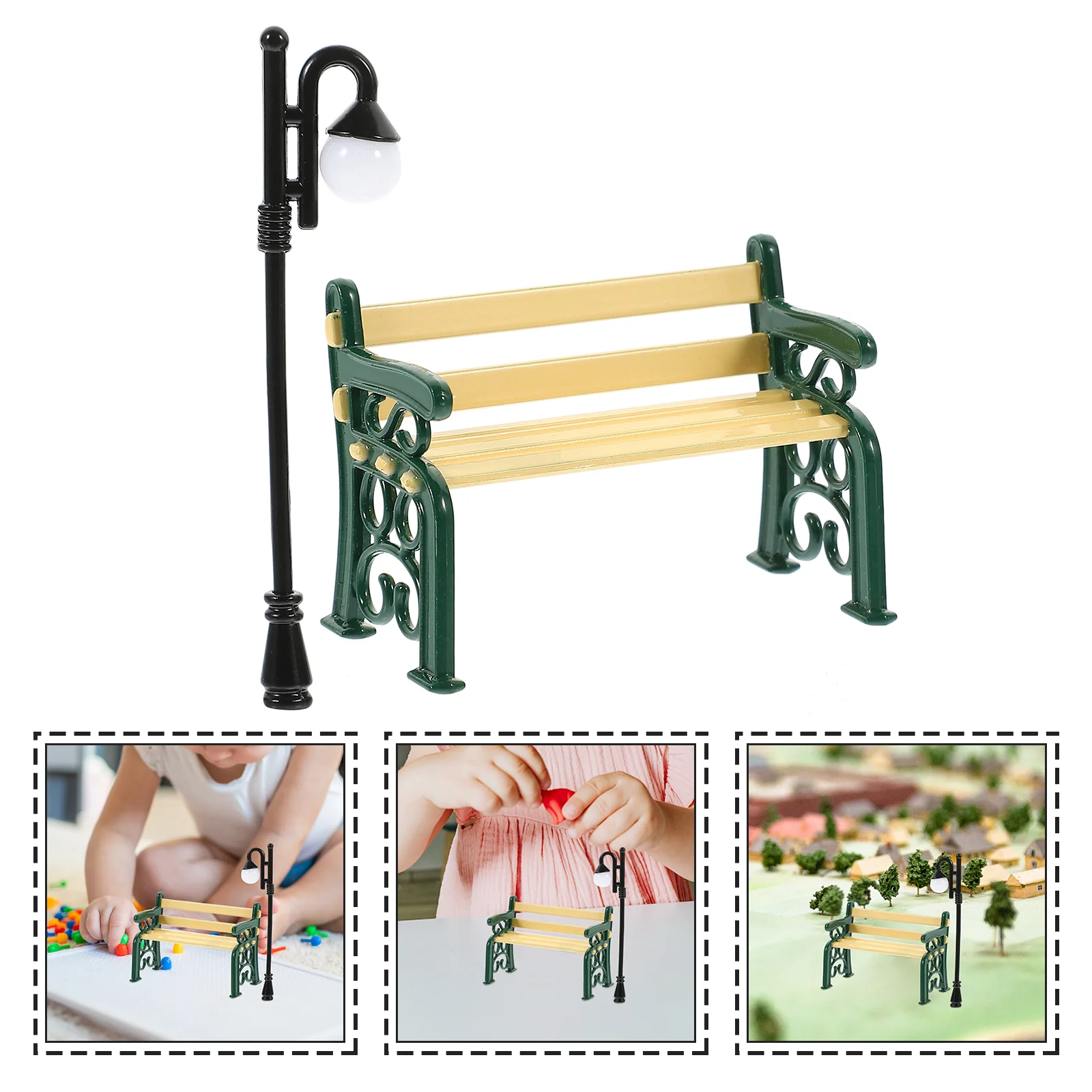 Miniature Garden House Street Light Toys Plastic Accessories Outdoor Furniture