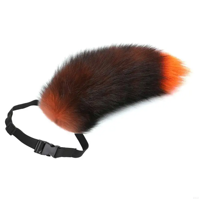 B95F Dekorasi Ekor Hewan Sabuk Dapat Disesuaikan Ekor Rubah Ekor Panjang Lembut untuk Halloween