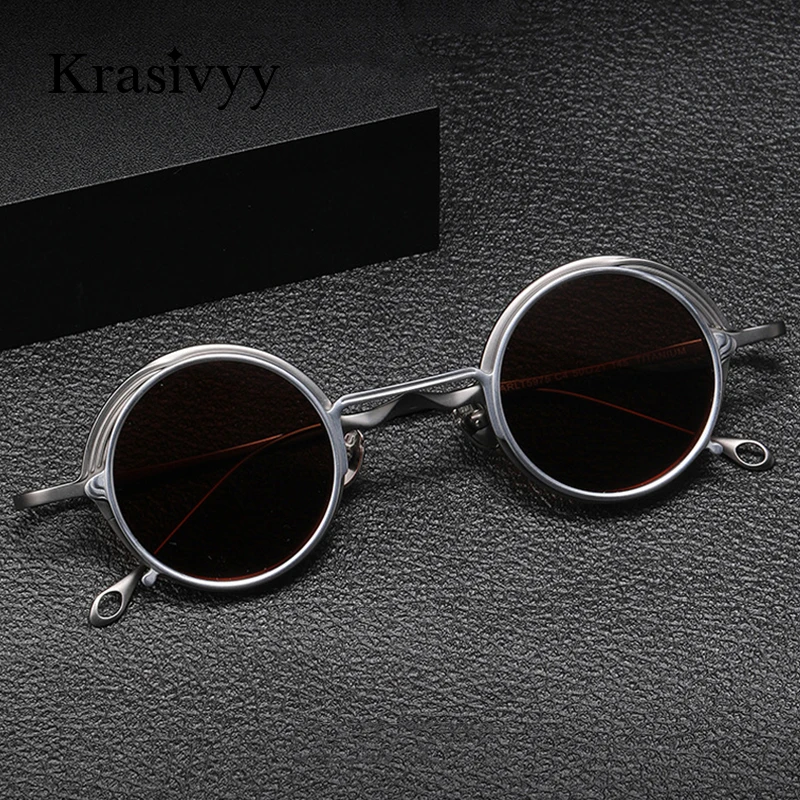 Krasivyy Retro Round 2 In 1 Polarized Sunglasses Men Magnet Clip Titanium Sun glasses Women Brand Eyeglasses Frame UV400 Shades