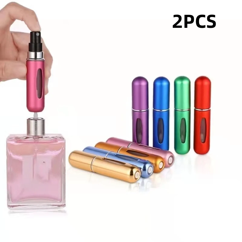 

2Pcs 5ml Perfume Atomizer Portable Liquid Container For Cosmetics Traveling Mini Aluminum Spray Alcochol Empty Refillable Bottle