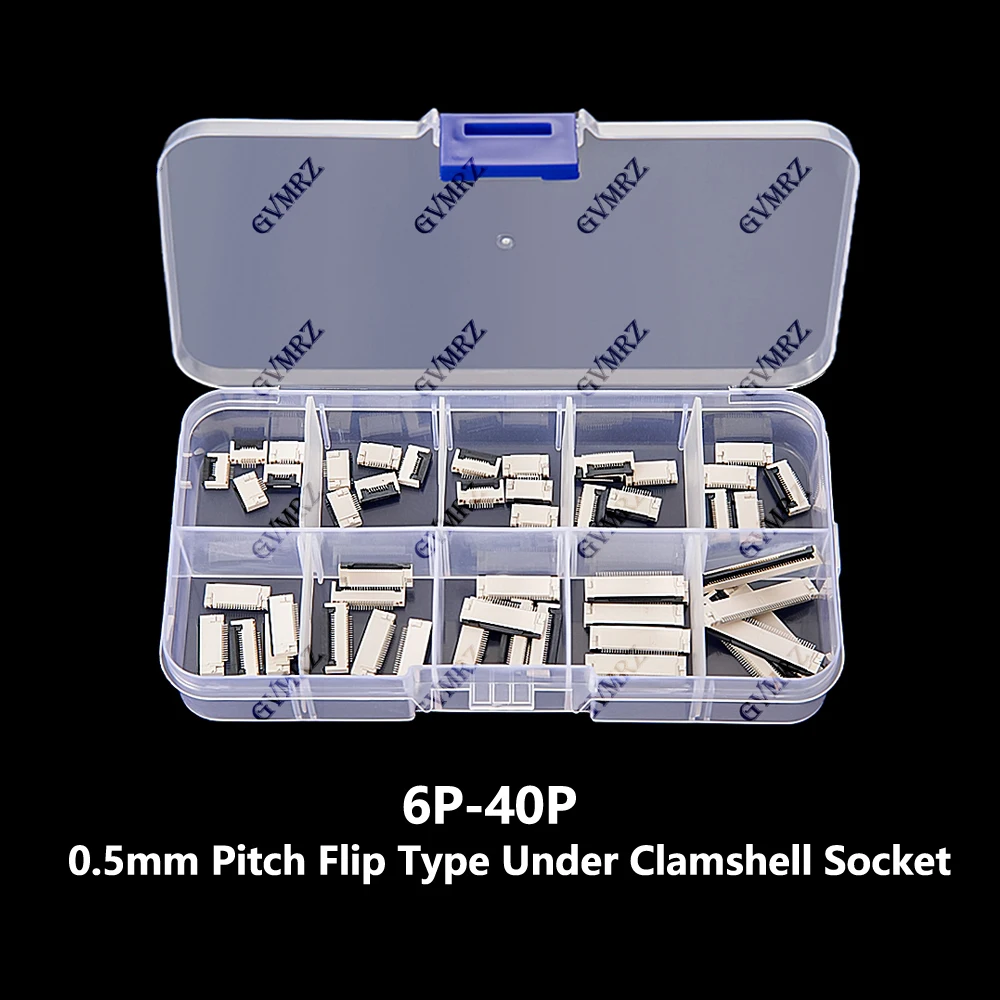 50PCS 6-40P 0.5mm Pitch Flip Type Under Clamshell Socket FPC FFC Flat Cable Connector 6P 8P 10P 12P 14P 16P 20P 24P 30P 40P Kits