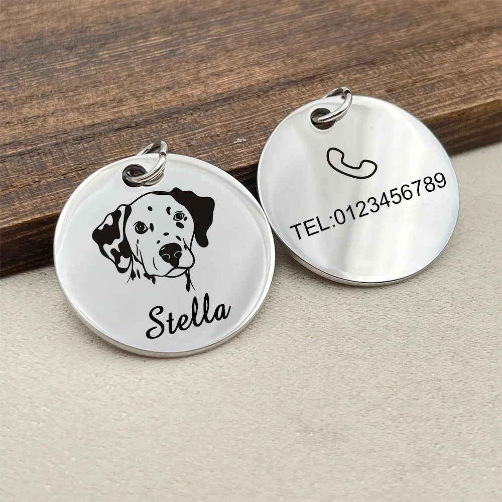 Personalized Pet ID Tags Bone Stainless Steel Engraving Puppy Anti-lost Collars Tag Dog Cat Name Pets Dog Accessories Supplies