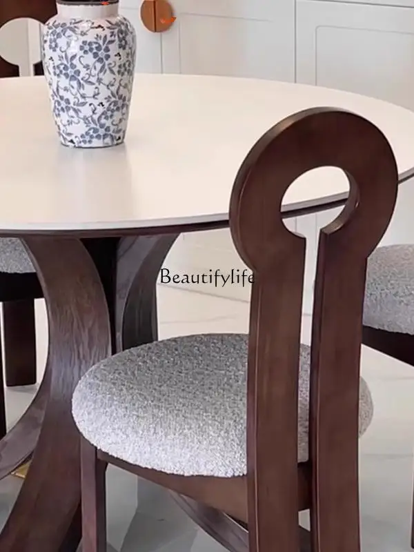 طاولة طعام فرنسية قديمة قابلة للسحب من ألواح الصخور، طاولة طعام مستديرة من الخشب الصلب بتصميم إيطالي خفيف فاخر