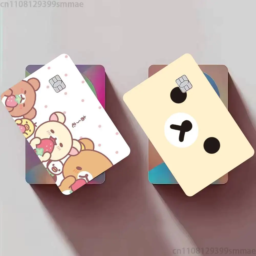 Cute R-Rilakkuma BearPink  Credit Card HD Stickers Game Card Decal Card Matte Film Skin Small Chip Waterproof Sticker