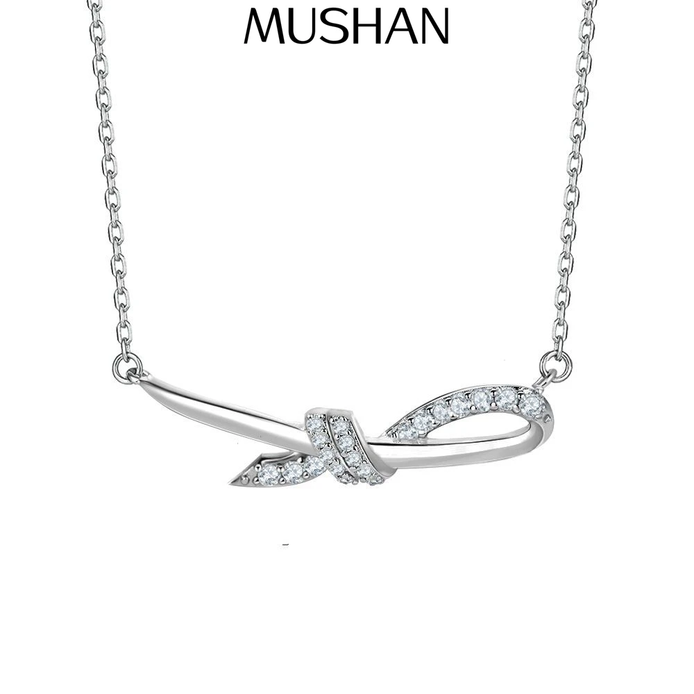 

MuShan Luxury Jewelry 925 Sterling Silver Necklace Zircon 7A Infinity Office for Bride Real Gold Plated Premium Jewelry Pendant