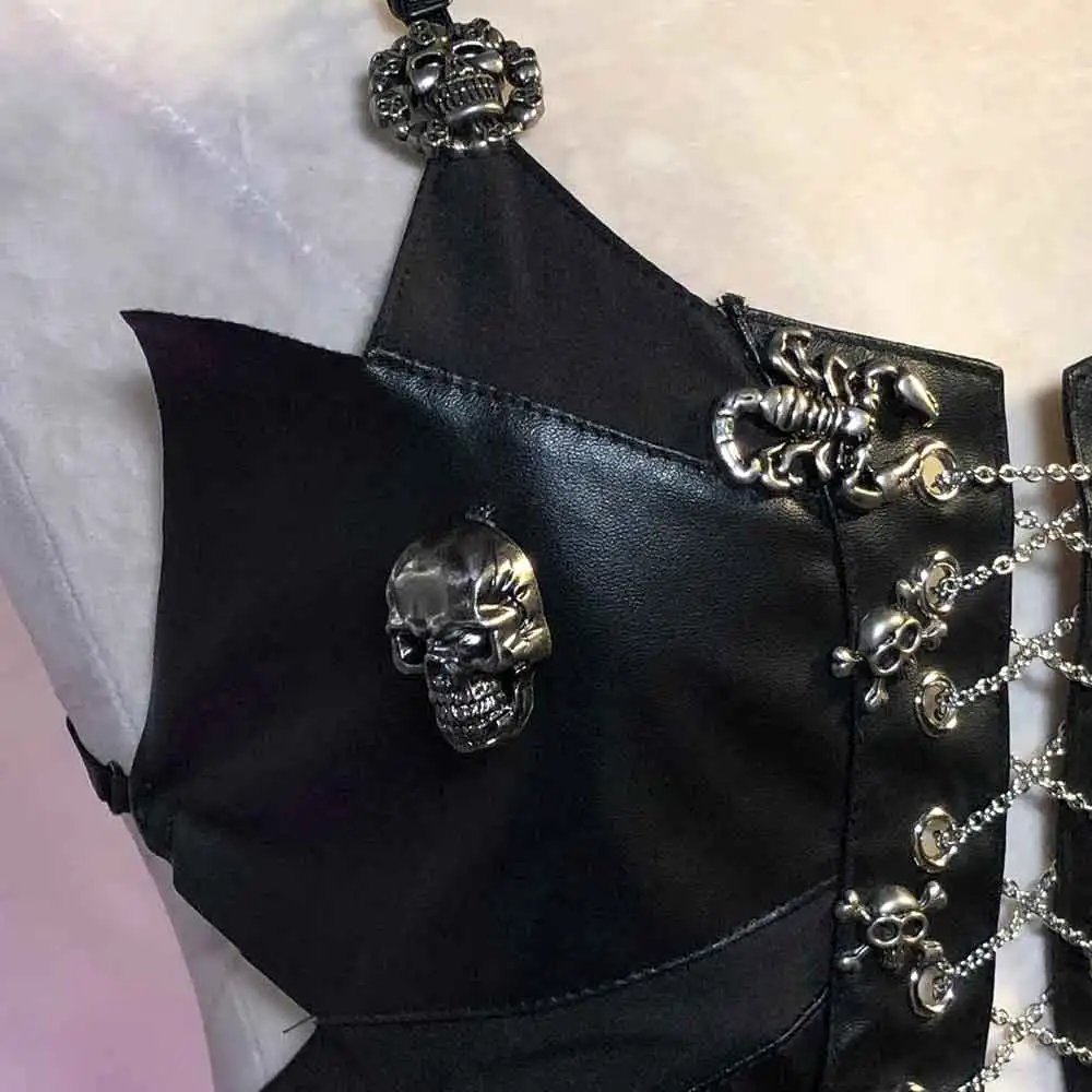 Eco Punk Rock DIY Emo Harajuku 90s Y2K Halter Camisole TOPS E-Girls Teen Kawaii Gothic Hand Made Cyber Grunge Goth Trendy Fairy