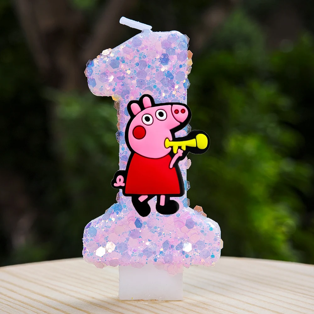 Peppa Pig Kerze Nummer 0-9 Baby Geburtstagstorten-Dekoration Peppa Pig Geburtstagsparty Tortendekoration Baby-Shower-Deko Geschenk – Detail 2