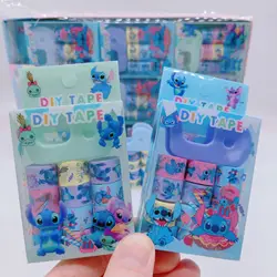 12 Stuks Disney Stitch Mini Tape Anime Figuur Speelgoed Diy Zelfklevend Papier Handboek Stickers Kinderen School Briefpapier Cartoon Tape