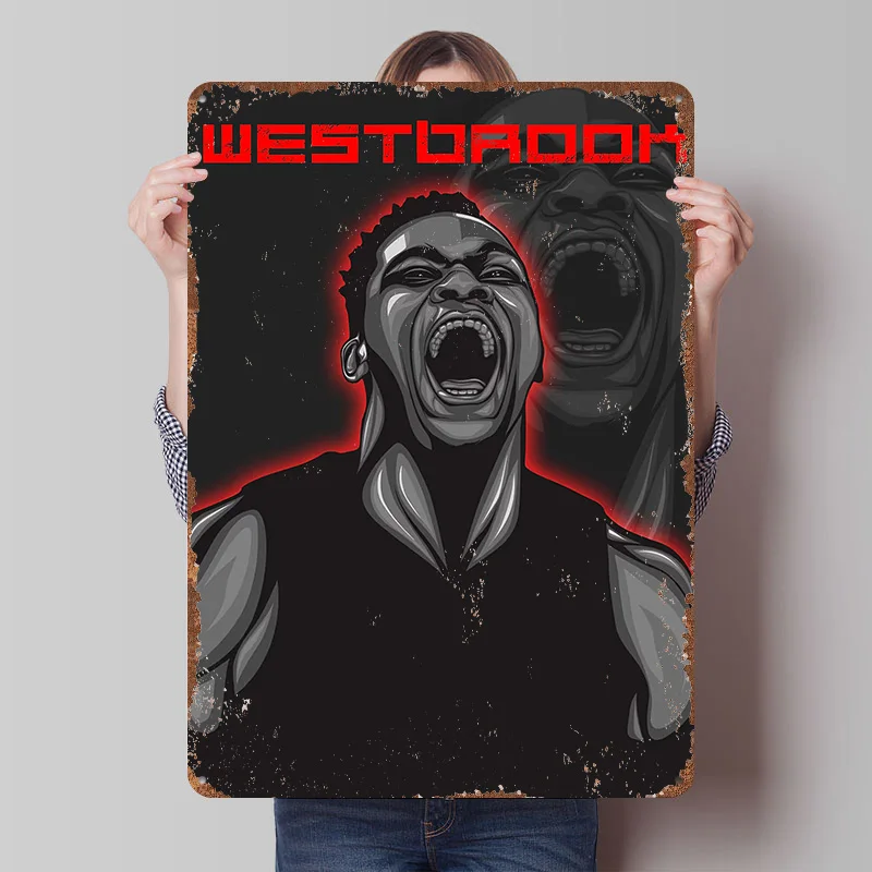 Russell Westbrook Printed Posters Customizable Wall Art Retro Vintage Metal Tin Signs for Home Room Garage Decoration Gaming
