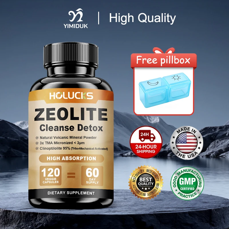 

HOLUCKS Премиум-добавка с цеолитом для очищения организма, с глутатионом и NAC, для поддержки детоксикации печени, здоровья кожи и общего оздоровления организма