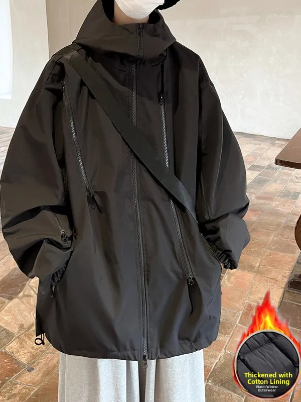 

Men's Fashionable Spring Autumn Winter Jacket Sporty Cotton Coat American Trendy Brand Men's Cotton Padded Jacket Zipper Closure