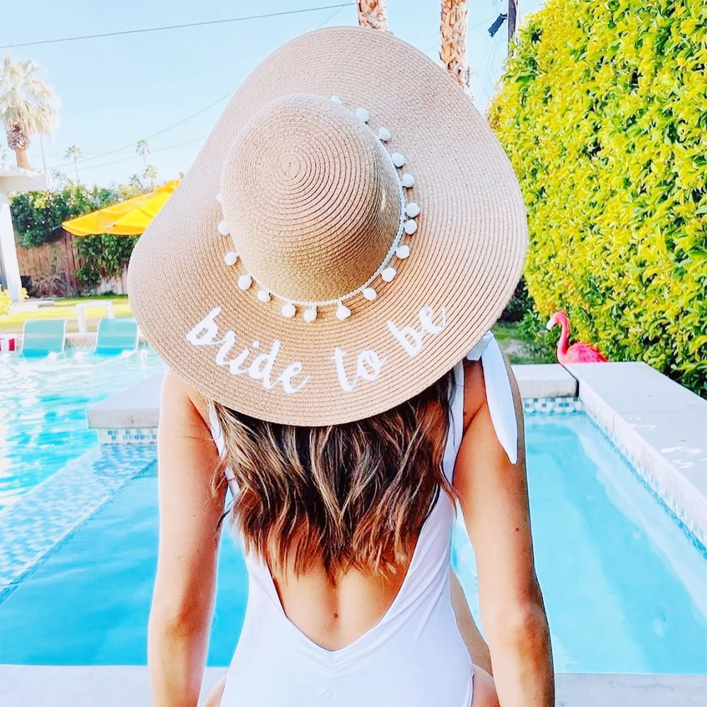 

2026 Bride To Be bride's baby Sun Hat Adjustable Bachelorette Party Beach Hats Bridal Bridesmaids Gifts Favors Accessories Decor