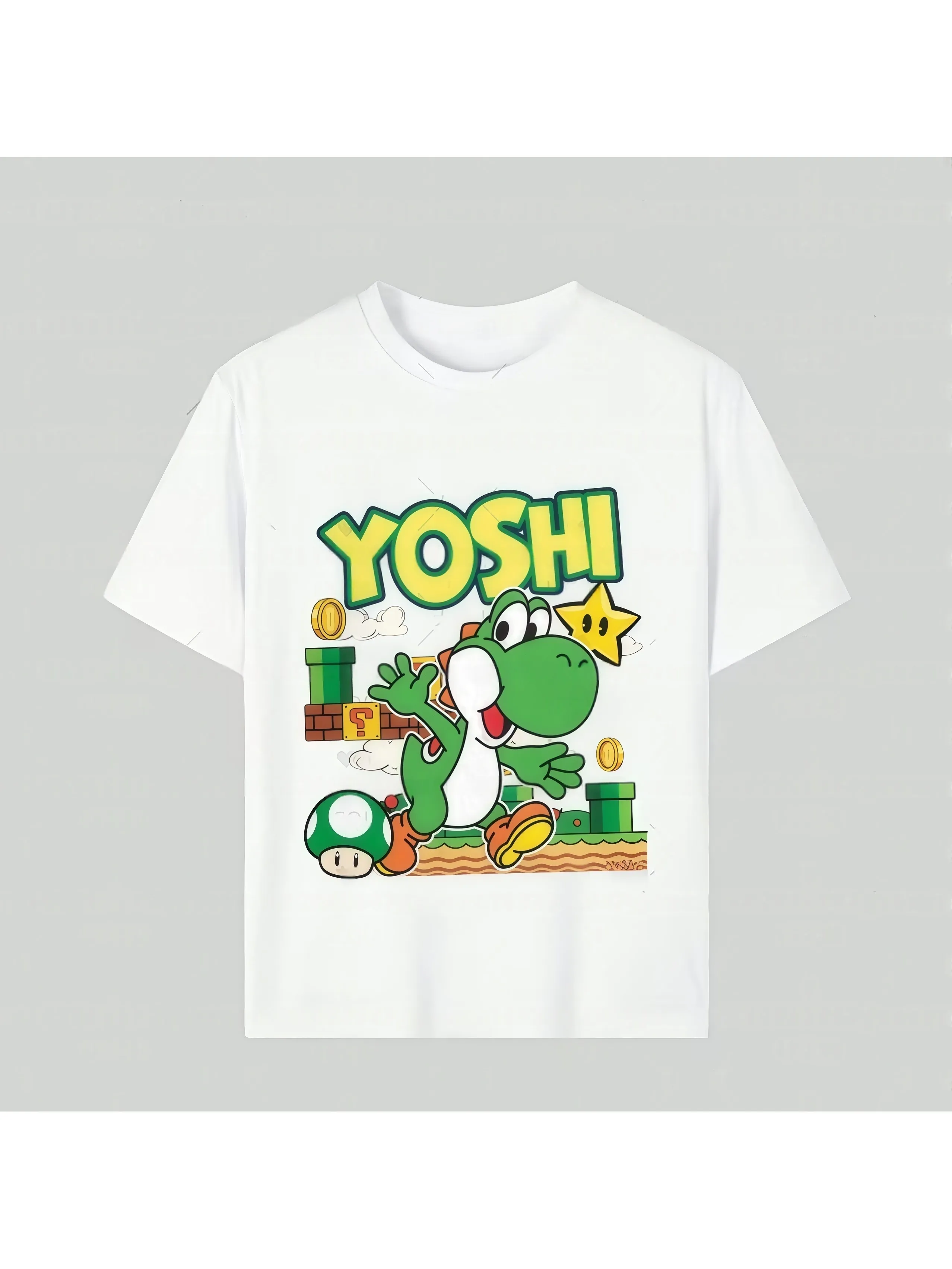 T-Shirt für Jungen, Mädchen, Familie, Kinder, Sommer, Cartoon, Yoshi, Herren- und Damen-Kurzarm-T-Shirt, geeignet für Erwachsene und Kinder