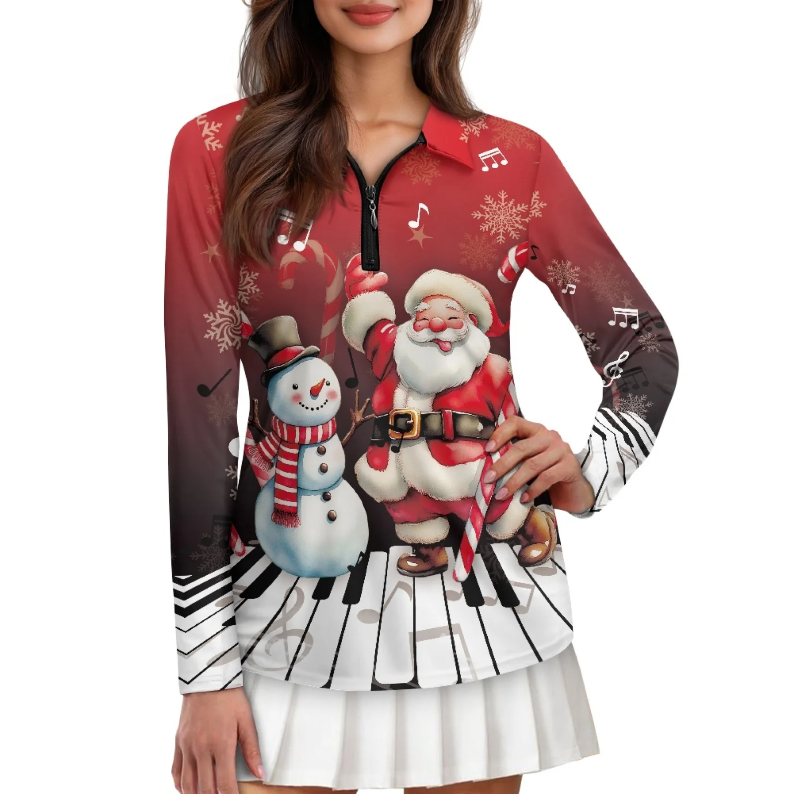 PENSTROLL Santa Snowman Womens Quick Dry Activewear Comfortable Golf Tops for Yoga