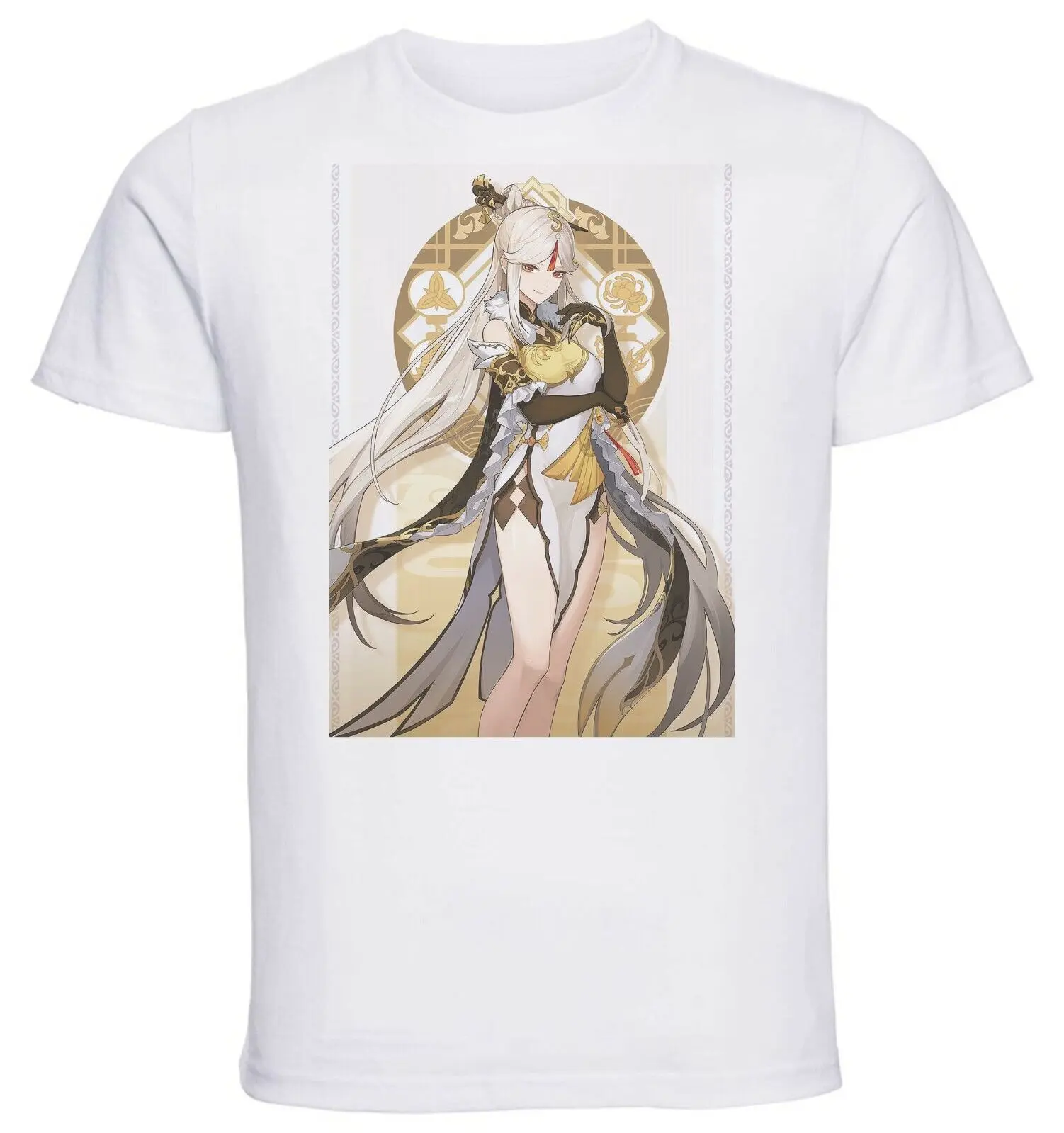 

White T-Shirt White Jersey Video Game Genshin Impact Ningguang-