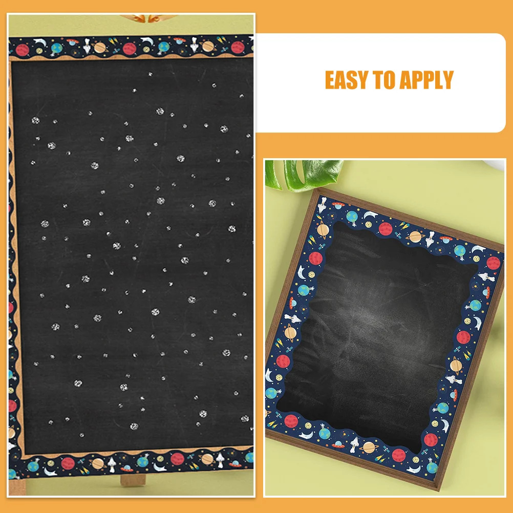2 Rolls Chalkboard Border Sticker Science Bulletin Borders Sector Space Decorations Stickers for Copper Plate Classroom Outer