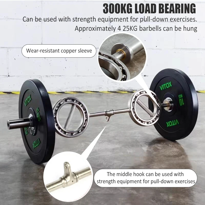 Dumbbell Bar Deadlift Solid Bar with 360 Degree Rotation Hand Grip Bearing Biceps Weightlifting Training Barbell & Spring Collar