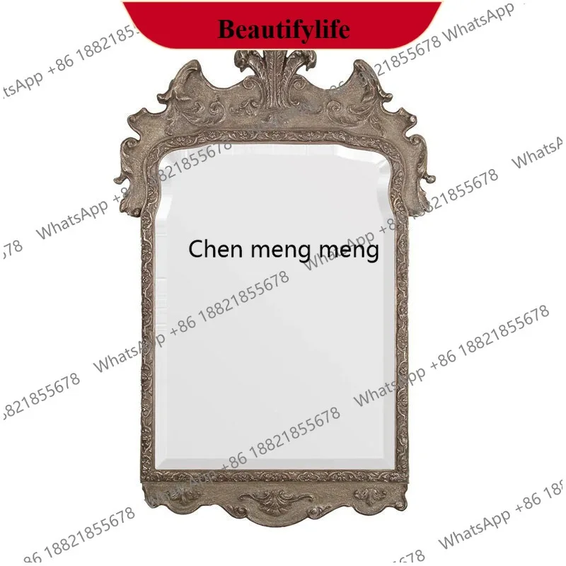 A182 Custom American carved high-end decorative mirror living room fireplace mirror home wall mounted makeup mirror