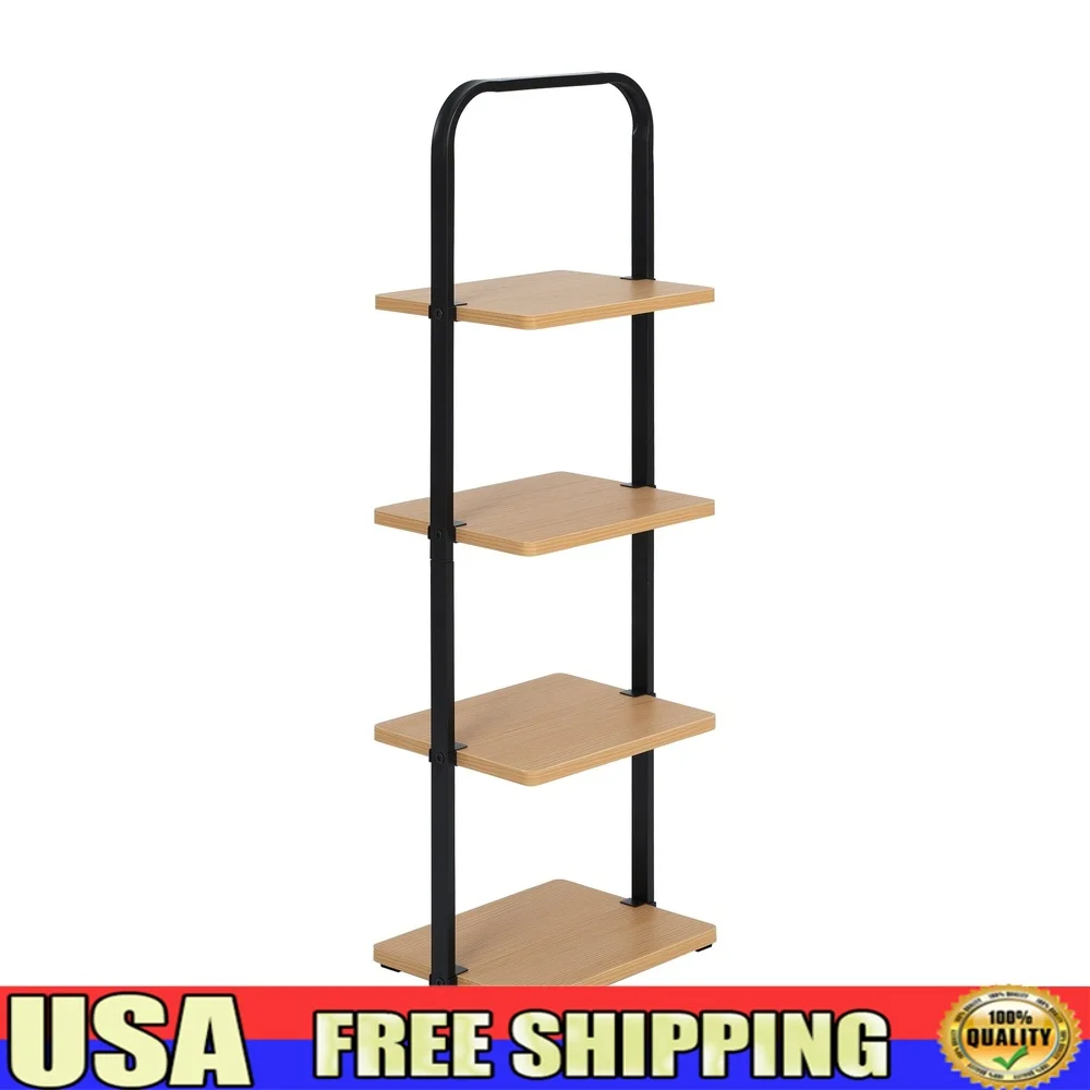 

4-уровневая полка для обуви, отдельно стоящий органайзер для хранения, кроссовки, лоферы на каблуках, компактные деревянные полки, простая сборка, шкаф для прихожей