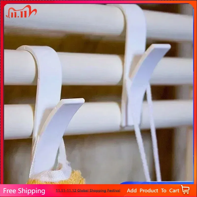 

10pcs Kitchen Bathroom Hanger Clips Storage Racks White Clear Hanger Heated Towel Radiator Rail Clothes Scarf Hanger Hook Holder