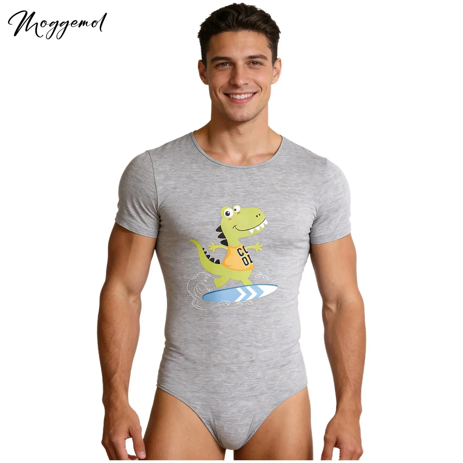 Mens Bodysuit Pajamas Romper Adult Baby Diaper Short Sleeve Buttoned Snap Crotch One-piece Leotard Jumpsuit Loungewear Nightwear - view 2