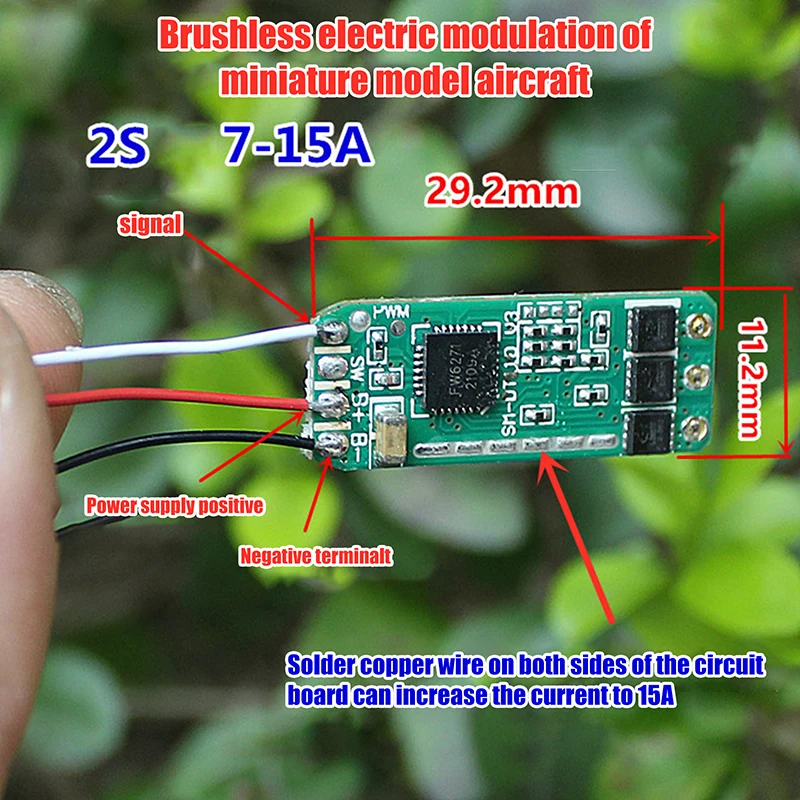 1 szt. Model samolotu bezszczotkowy moduł regulatora elektrycznego Mini 2S 7A-15A bezszczotkowy silnik płyta sterownicza