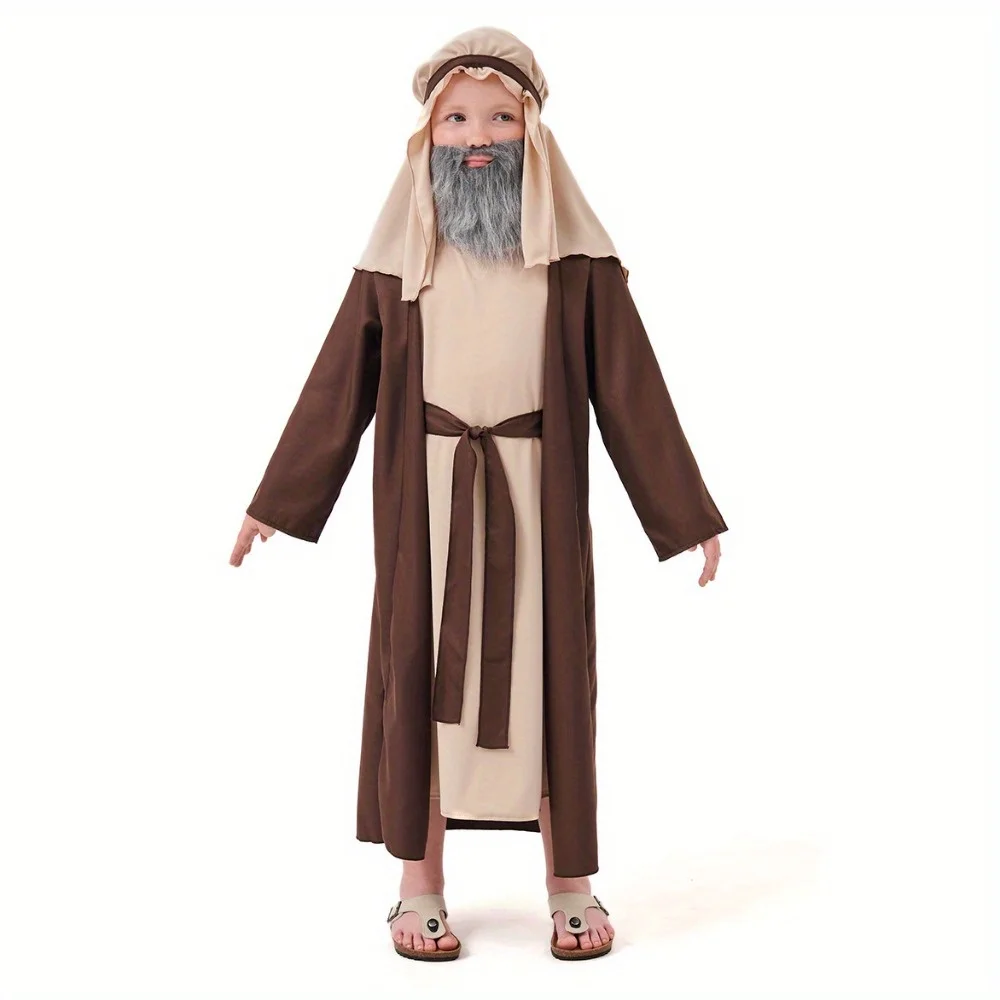 الكشمير البني البدوي رداء الراعي الموظفين الدعامة هالوين تأثيري أداء زي