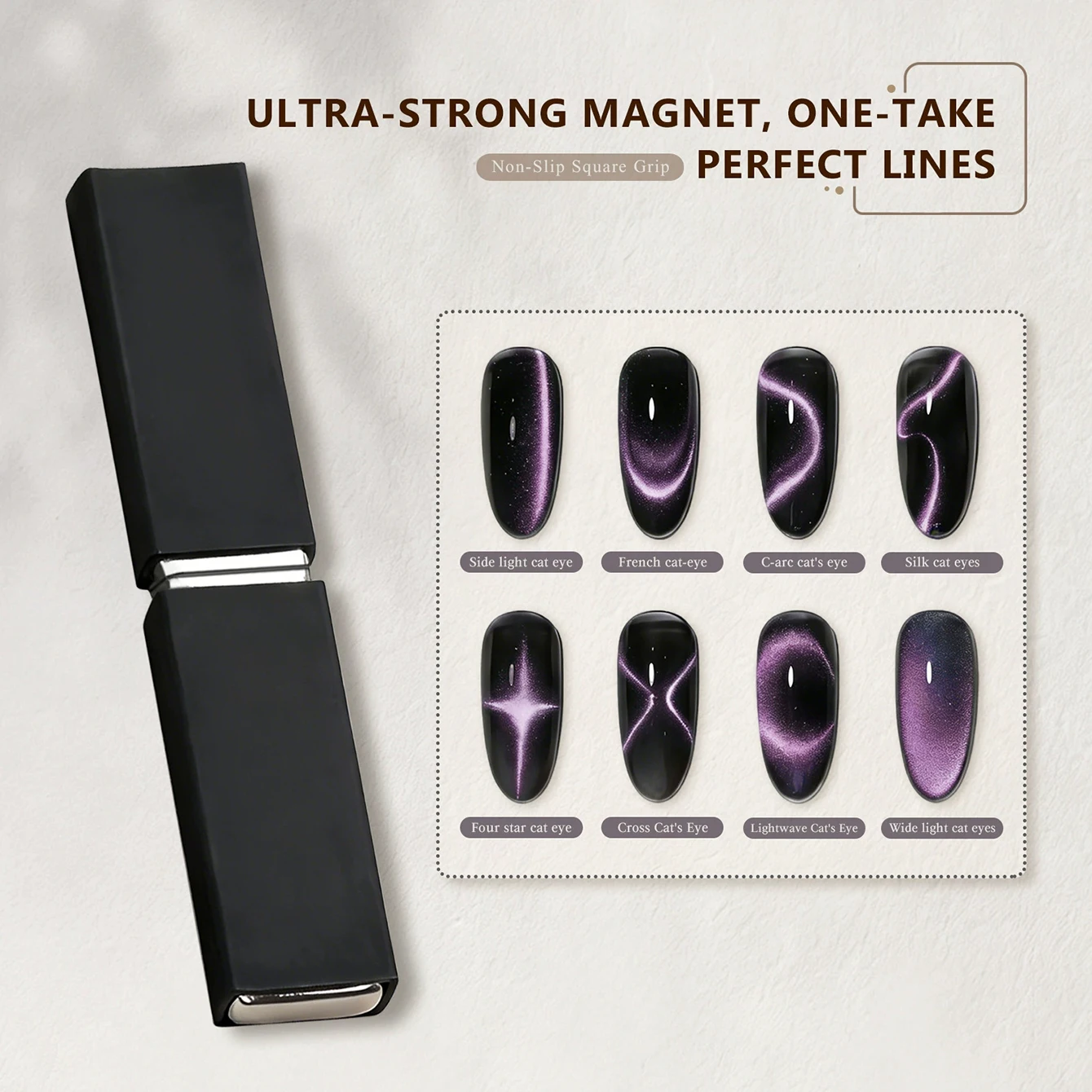 

2026 New Create Flowing Ribbon & French Magnet Nail tools Side Light Patterns Professional Nail Art Tool with Silicone Cover