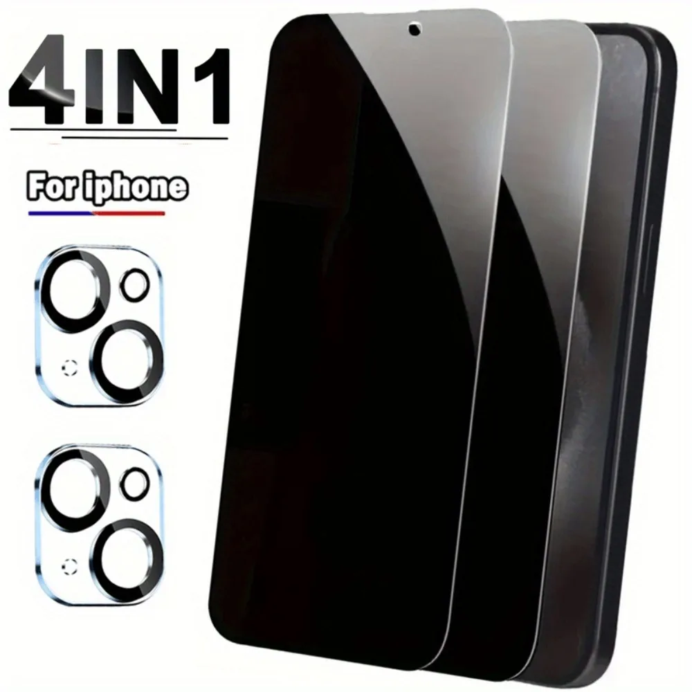 

2Pcs Tempered Glass Protective Films with 2Pcs Lens Protective Films Suitable for iPhone 16 15 Pro Max 14 13 12Mini 11 Pro Glass