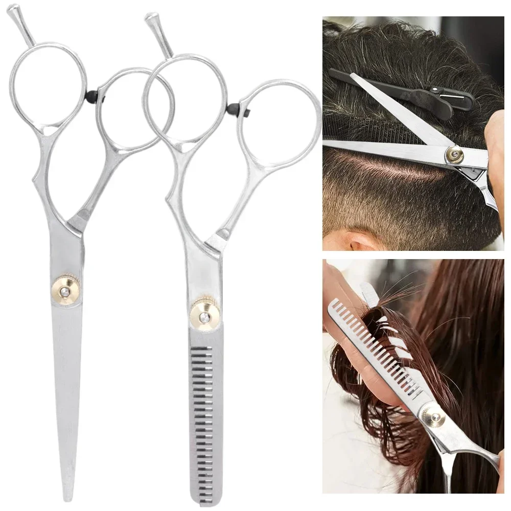 Stainless Steel Hair Cutting Scissors Home Hair Cutting Barber Flat Shear Tooth Shears Hair Cutting Scissors Salon Hairdressing