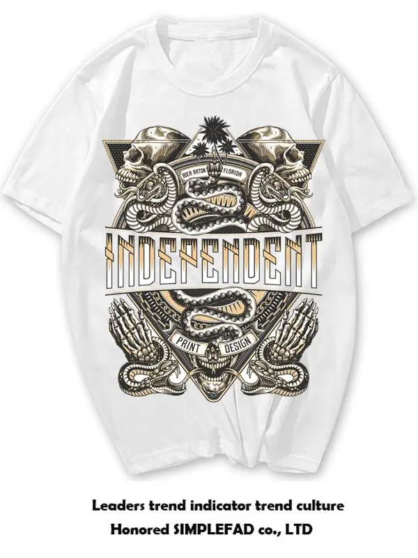 Heavy Metal Devil Skull Print Short Sleeve T-Shirt Men's Punk Nightclub Dark Street Style Cotton Casual round Neck Top