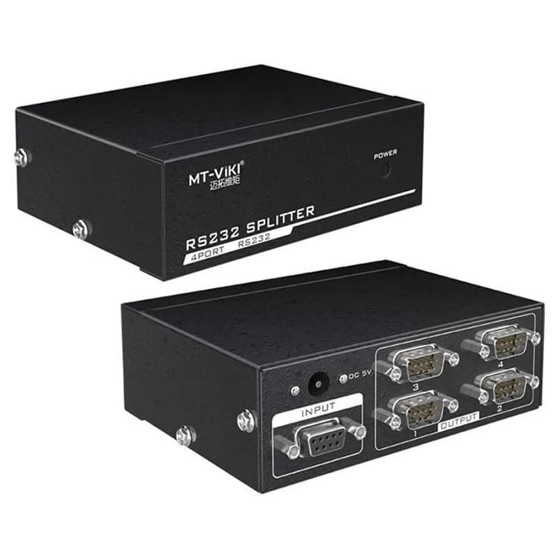 4 Port Serial 9 Pin RS232 Splitter 1 in 4 out Bi-Directional RS232 Switch 4 in 1 out Transmission for PC MT-RS104