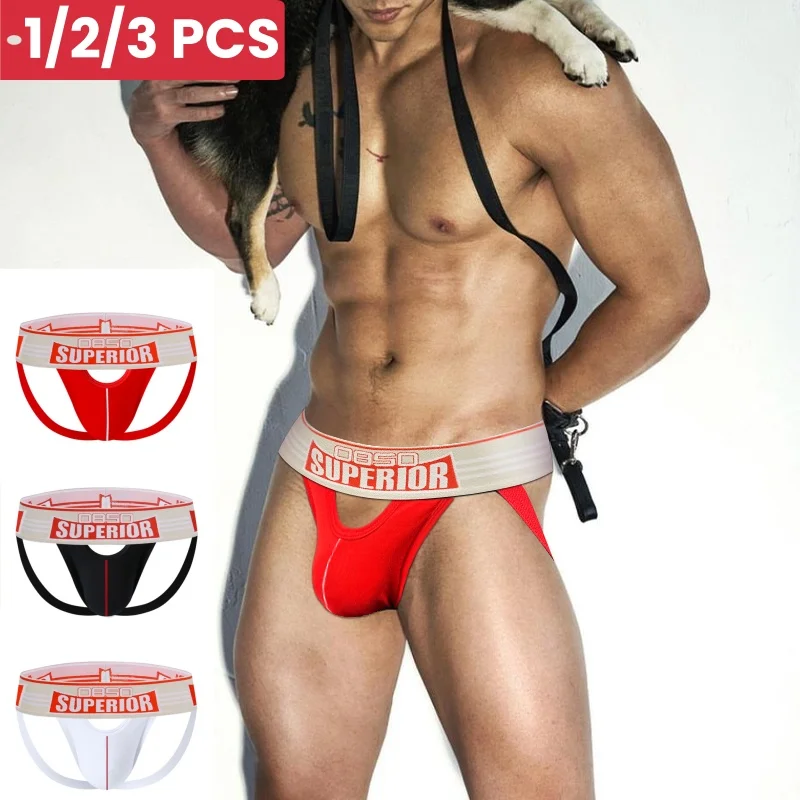 

1/2/3 PCS Sexy Hollow Men's Thongs Cotton Men Underwear Low Waist Gays Mens Jockstrap Panties Bikini Sissy Underpants Male Thong