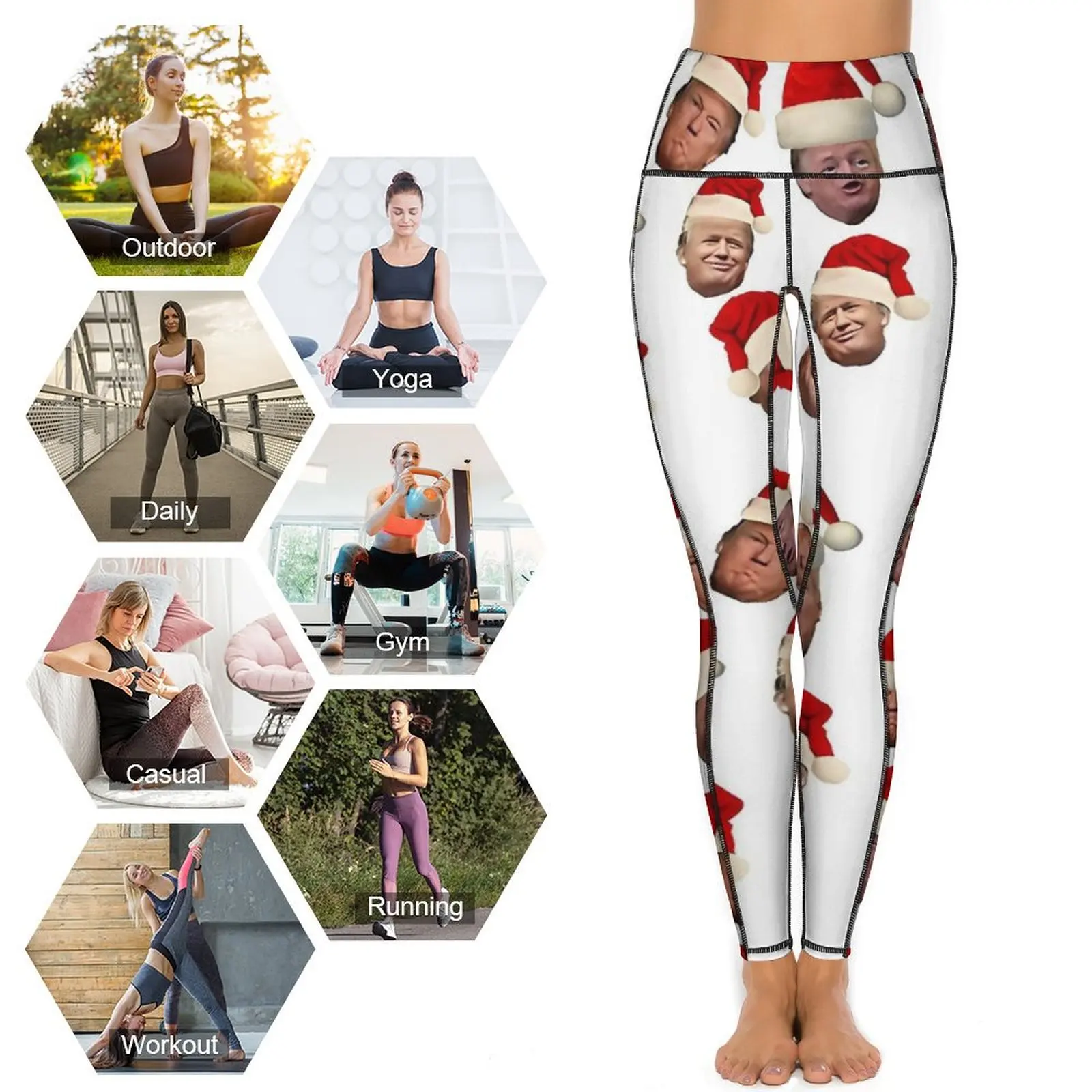 Trump Kerst Memes Yogabroek met zakken Legging Sexy hoge taille Mode Yoga Sportlegging Stretch Fitness Leggins