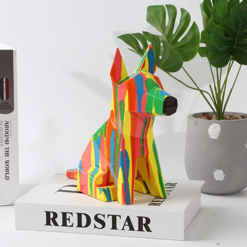 Color shower art building block puppy resin animal crafts office living room soft decoration ornament gift