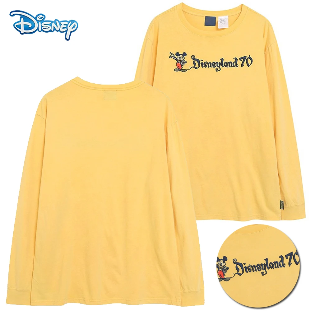 

Диснейленд, 70-летие, замок, Микки Маус, футболка с мультяшным принтом и вышивкой, женская футболка с длинными рукавами, повседневный топ унисекс для пар