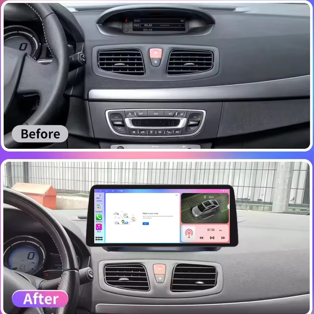 12.3 inch Android 16 2K For Renault Megane 3 Fluence Samsung SM3 2008 2009 2010-2014 Multimedia Wireless AUTO CarPlay Screen 4G