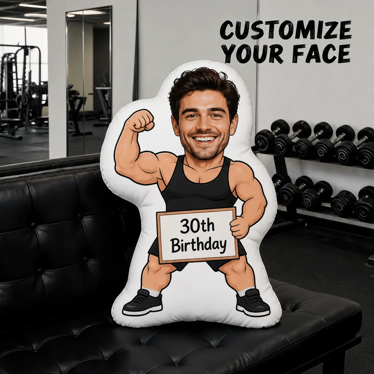 Customized facial fun styling pillows, personalized photo cartoon character decorative cushions, 60cm large-sized decorative pil