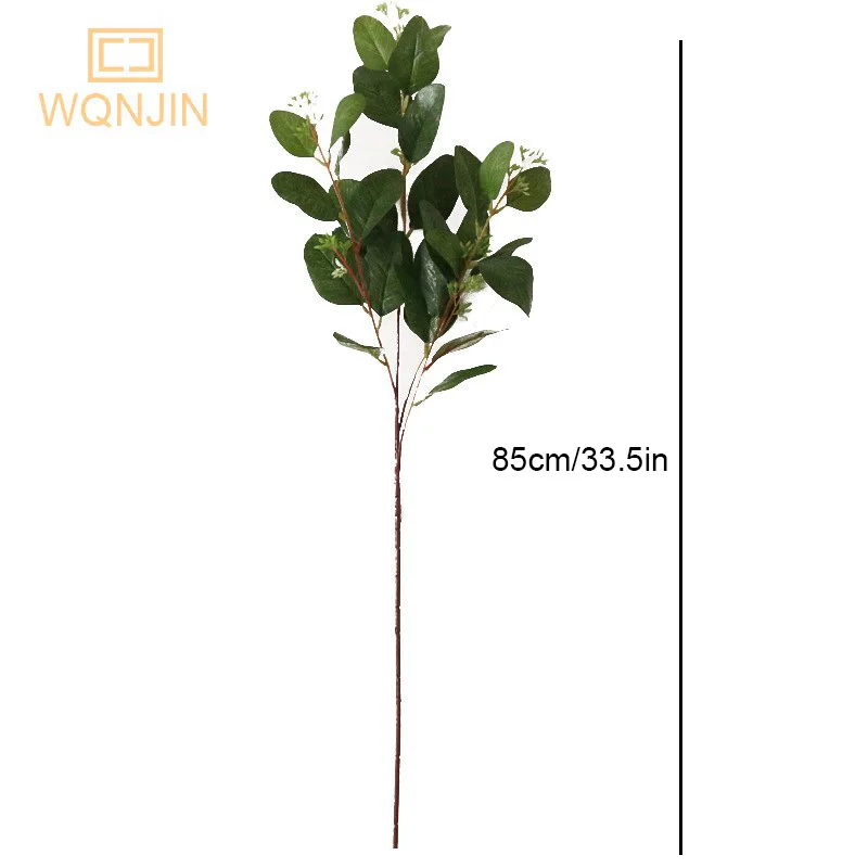 WQNJIN 85Cm Nhân Tạo Xanh Lá Cây Bạch Đàn Lá Với Trái Cây Chi Nhánh DIY Hoa Cưới Chất Liệu Ảnh Đạo Cụ Trang Trí Nhà