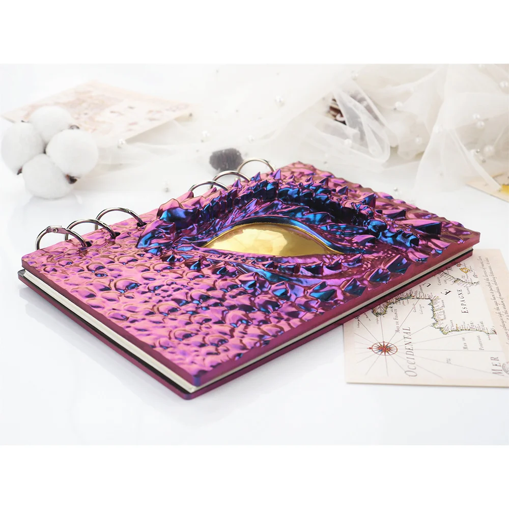 ABWZ-2Pcs DIY Book Cover Crystal Epoxy Resin Mold Dragon Eye Notebook Case Mirror Silicone Mold view 2